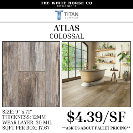 Luxury vinyl plank flooring available at The White Horse Co in Sylvania, Georgia